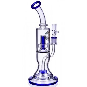 Sapphire Rig 12" Double Showerhead Dab Rig With 14MM Male Banger Bowl New