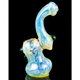 Smoki'n Vibes 6" Fumed Heavy Weight Bubbler Green Accent New