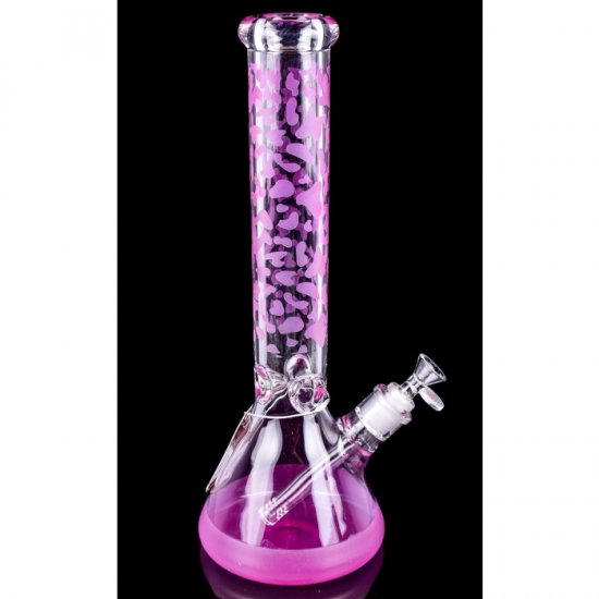 The Vibranium Chill Glass 15\" Thick UV Reactive Color Changing Beaker Base Bong Pink New