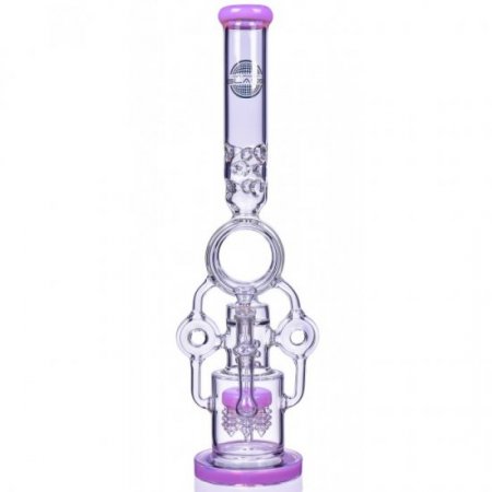 The Quidditch 21" Triple Donut Multi Perc Bong Pink New