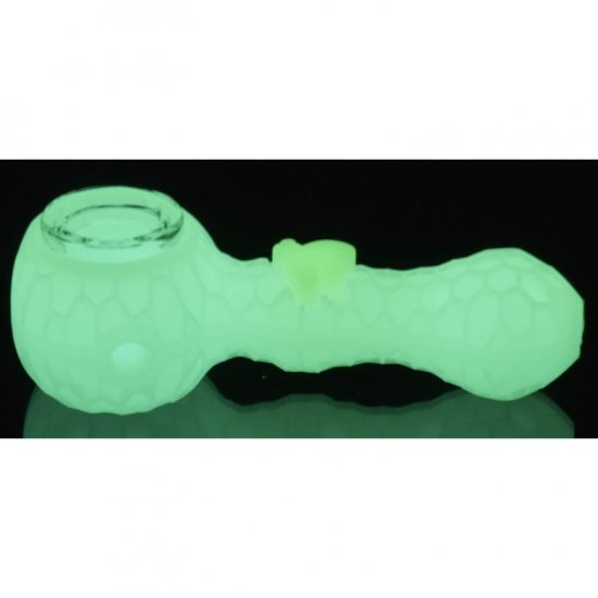Stratus - 4\" Silicone Hand Pipe 2 In 1 With Honey Dab Straw - Glow in The Dark New