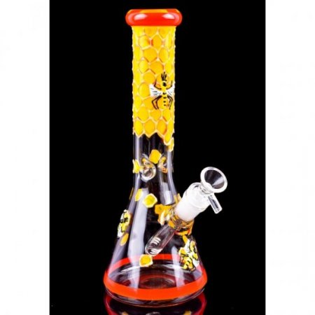 Firebee's 11" Honeycomb Glow In The Dark Beaker Bong New