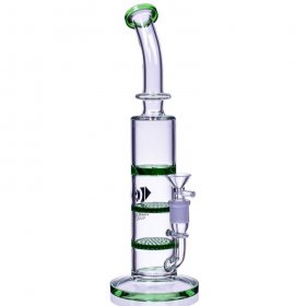 Tower Of Smoke Diamond Glass 12" Double Honeycomb To Turbine Perc Bong Green New