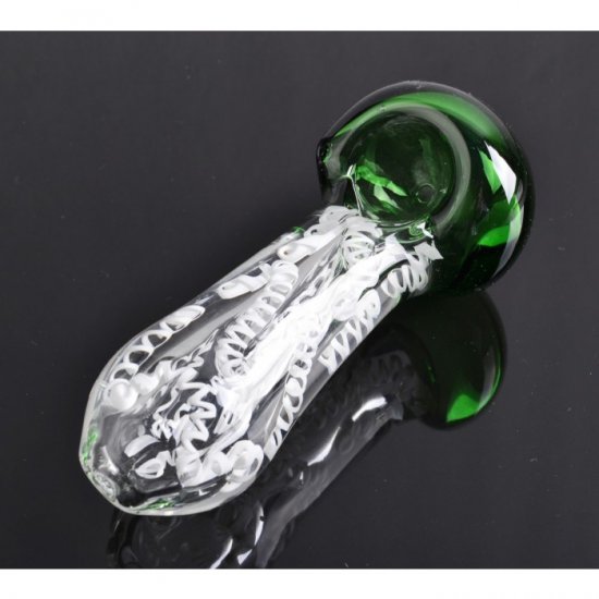 4\" Inside Out Helix Glass Spoon Hand Pipe - Green New