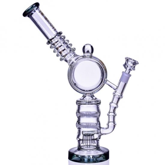 The Colosseum Lookah 15\" Donut Recycler Honeycomb to Sprinkler Perc Bong Winter Green New