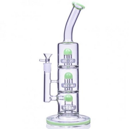 The Defender 14" Triple Inline Showerhead Bong American Green New