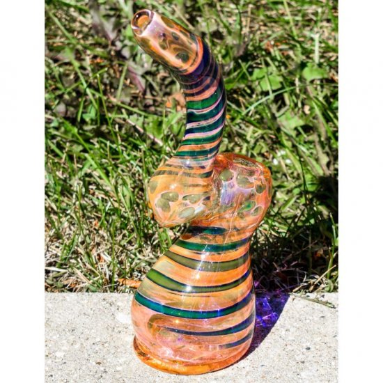 Smoke Through 8\" Heavily Golden Fumed Bubble Trap Bubbler New