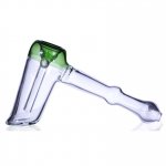 6" Clear Hammer Bubbler Green Tipped New