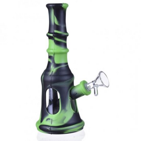 The Liberty Bell Portable Silicone Glass Hybrid Bong with 14mm Glass bowl New