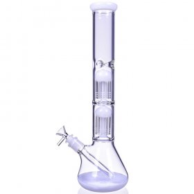 17" Double Tree Perc 16 Arm Bong with Down Stem and Matching Bowl White New