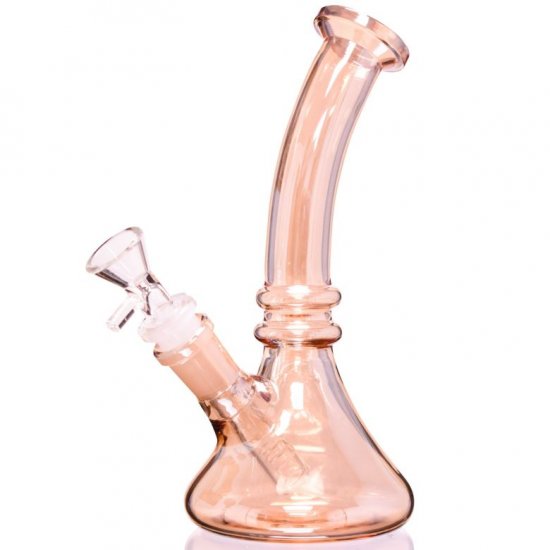 Royal Smoker\'s 8\" Tilted Neck Shiny Bong Golden Fumed New