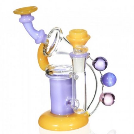 The Wizard s Flute 6 Burnt Yellow Purple Recycler Bong New