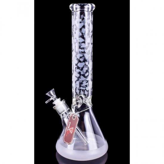 The Angel ChillGlass 15\" Sotted White Frosted Decal Beaker Base Bong Yellow New