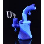 8" Glow In The Dark Bee On The Silicone Bong With 14mm Banger Aqua Blue New