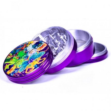 The Mad Scientist Rick & Morty Four Part Aluminium Grinder Purple New