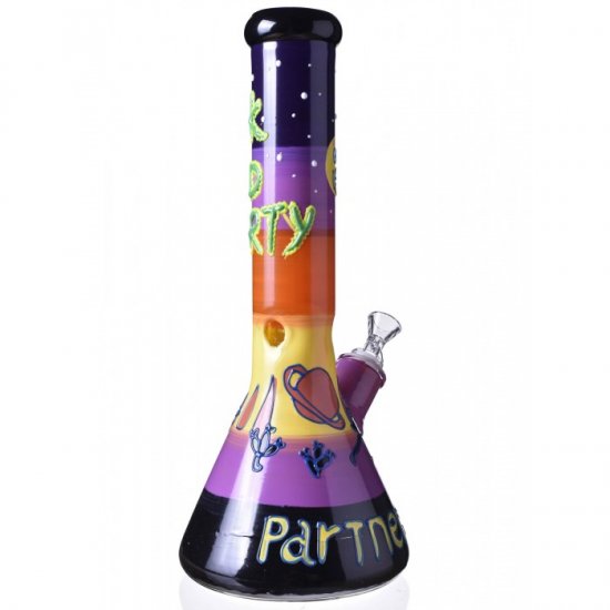 Partners in Crime Space Adventure 13\" Rick and Morty Inspired Bong Glow In The Dark Beaker Bong New