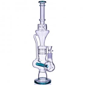 Smoker's Slide 17" One-Arm Inline Recycler Bong Water Pipe Teal New