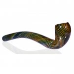 6" Candy Striped Sherlock Glass Hand Pipe - Bronze New