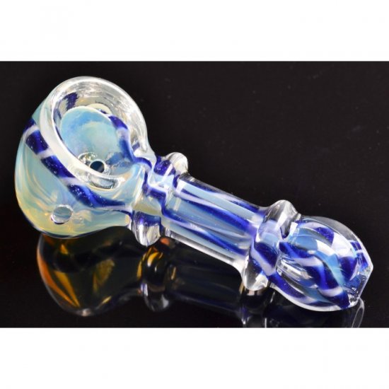 2.5\" Double Ring Glass Pipe - Fumed - Blue New
