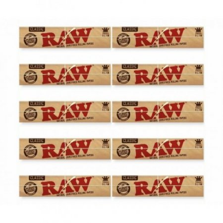 Raw Classic Slim Rolling Paper King Size 10 Pack New