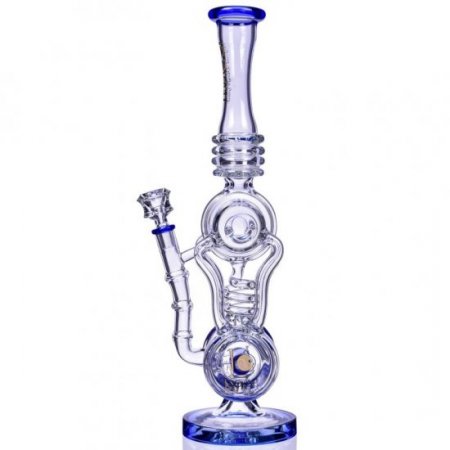 Twin Turbo Lookah 16" Double Barrel Recycler Bong Clear Blue New