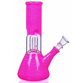 8" Matrix Percolator Girly Bong With Down Stem and built in Bowl Hot Pink New