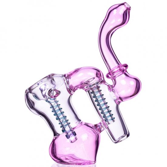 7\" Girly Double Chamber Glass Bubbler Pink New