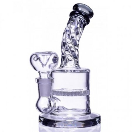 The Smokebrust 6" Tilted Honeycomb Bong Water Pipe Clear Black New