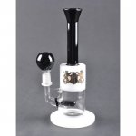 7" Inline Perc Oil Rig White and Black Tube New
