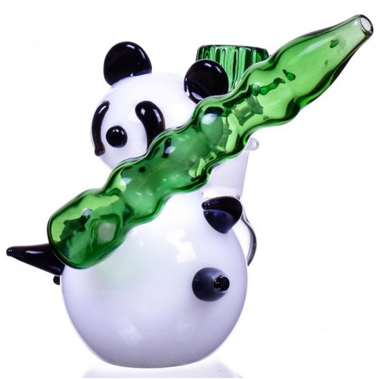 Master Yo 4\" Panda Glass Hand Pipe Bubbler White New