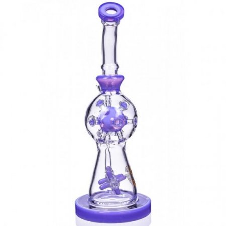 Smoke Propeller Dab Rig 12" Dual Spinning Propeller Perc To Swiss Faberge Egg Perc Purple New