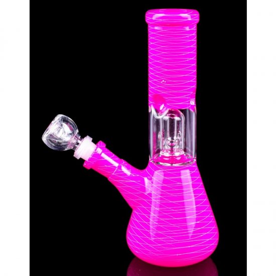 8\" Matrix Percolator Girly Bong With Down Stem And Bowl - Soft Pink New