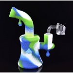 8" Glow In The Dark Bee On The Silicone Bong With 14mm Banger Bluish White New