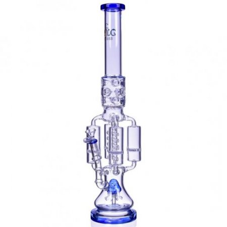 Chamber's of Secrets SMOQ Glass 22" Quad Honeycomb to Sprinkler Perc Bong Green New