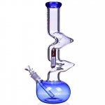 Chill Glass 15" Double Zong Bong w/ Down Stem and 14mm Dry Bowl Blue New