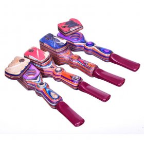 5" Colorful Wooden Pipe w/ Mouth Piece and Swivel Lid - Buy One Get One Free New