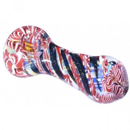 4" Swirl Dichroic Pipe - Red New