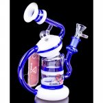 Top Thrill Dragster1.0 ChillGlass Ancient 2-Arm Recycler Inline Perc Bong Blue/White New