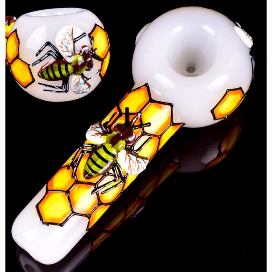 The Bumblebee - 5\" Honeycomb Glass Pipe New