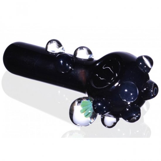 Bloom Despite the Dark - 4 Black Hand Pipe Covered in Clear Bubbles (One Contains a Flower) New