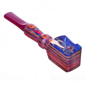 5" Colorful Wooden Pipe w/ Mouth Piece and Swivel Lid - Buy One Get One Free New