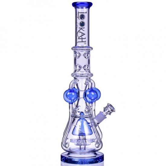 The Amazonian Trophy LOOKAH PLATINUM SERIES 19\" SMOKING BONG WITH 4 CIRCULAR CHAMBER RECYCLER AND SPRINKLER MUSHROOM PERC Sky Blue New