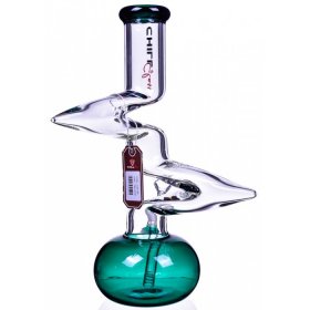 Chill Glass 15" Double Zong Bong w/ Down Stem and 14mm Dry Bowl Green New
