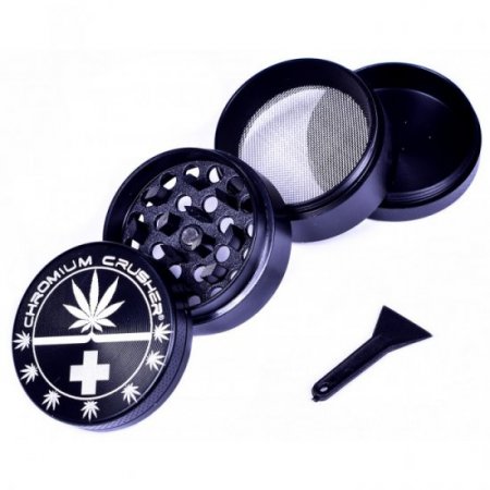 Hemp Leaf Chromium Crusher Dual Four Part Grinder 40mm New