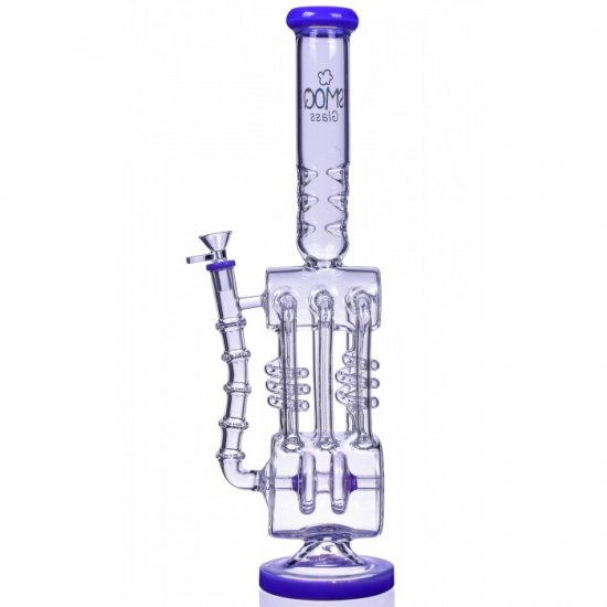 6 Speed SMOQ Glass 19\" 6-Arm Coil Recycler Bong Purple New