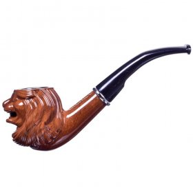 6" Churchwarden Bent End Pipe Carved Lion New