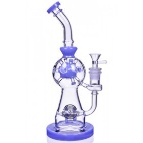 Smoke Propeller Dab Rig 12" Dual Spinning Propeller Perc To Swiss Faberge Egg Perc Blue New