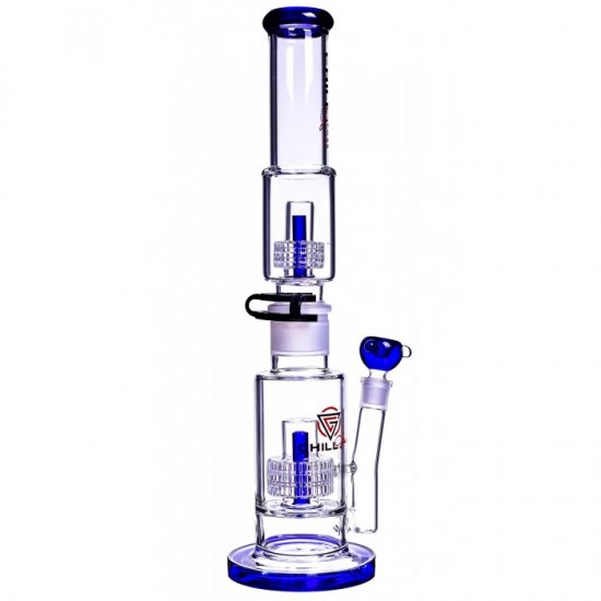 Chill Glass 19\" Bong with Double Inline Matrix Perc Blue New