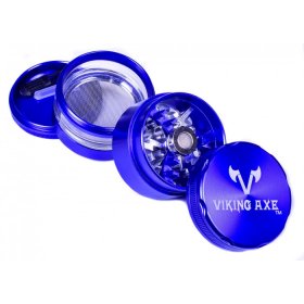 The Force Viking Axe 4-Part Glass Hybrid Grinder 63MM Blue New