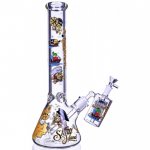 Pirate of Caribbean Clover Glass 15" 7mm Thick Decal Beaker Bong w/ Ashcatcher New